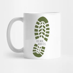 Green Hike More, Worry Less Boot Print Mug